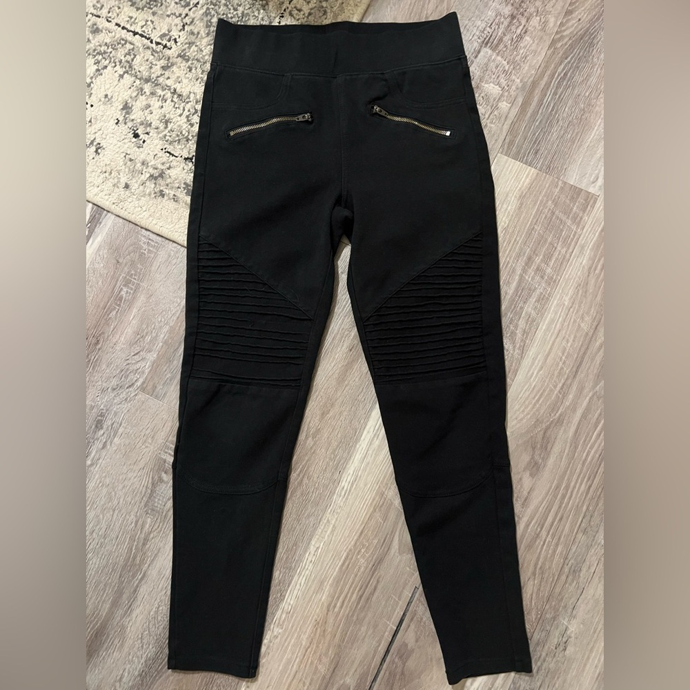 American Eagle Womens Black Stretch Hi Rise Moto Jeggings Size S Short
